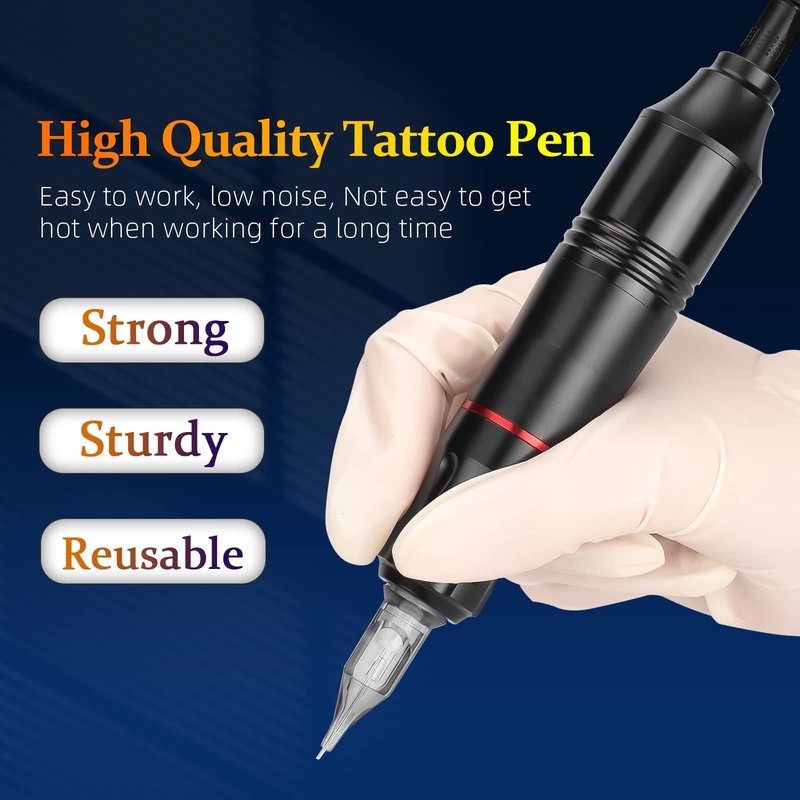 Rotary Tattoo Pen Machine Kit, ATOMUS Tattoo Kit with DC Power Supply 3RL 5RM Cartridge Needles 30ml Tattoo Ink Bandages Ink Cups Tattoo Accessories Supplies Kit for Tattoo Beginners Artists