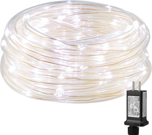 Lighting EVER Plug-In Rope Lights - 100 LED Copper Wire String Lights, 33 ft Cool White 6000K