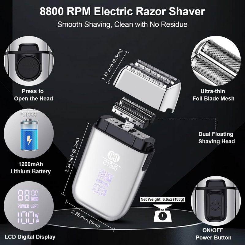 CIICII Hair Clippers for Men Professional, Cordless Barber Clippers for Hair Cutting (12Pcs Rechargeable USB Adjustable LCD Display Hair Beard Grooming Trimming Haircut Kit) for DIY Home Barber Salon