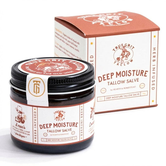 True Grit Tallow Salve | John Wayne Inspired Deep Moisture Balm for Sensitive Skin – Herb-Infused, Unscented – 2 oz