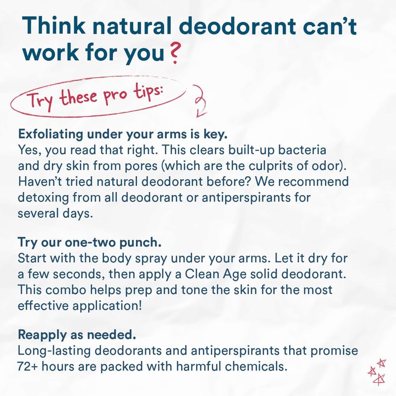 CLEAN AGE - Aluminum Free Deodorant & Body Spray for Whole Body - 3 Pack 4oz ea - Wanderlust Collection (Cedar, Oasis and Sandalwood) - Clean Deodorant and Body Spray for Teen Boys and Girls