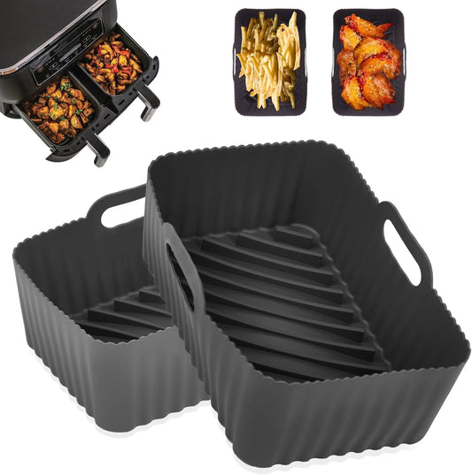 Skiennix Silicone Air Fryer Liners - Non-Stick Reusable Accessories for Ninja Foodi Dual DZ201 | Fits 8 QT