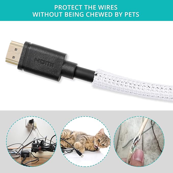 20ft 1/4 inch White Cable Sleeve