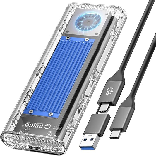 ORICO 40Gbps M.2 NVMe SSD Enclosure with Built-in Cooling Fan, Tool-Free, Support 2230 2242 2260 2280(M Key), Compatible with Thunderbolt 4/3 USB4/3.2-TCM2U4-BLUE