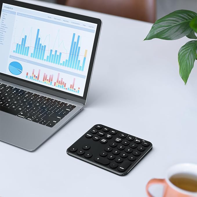 iClever Bluetooth Number Pad, Multi-Device Wireless Numeric Keypad, USB-C Rechargeable, 35 Keys Portable Numpad for Data Entry, Financial Accounting, Compatible with Laptop, Mac, iMac, Tablet, PC