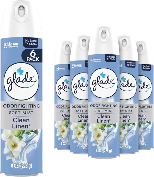 Glade Air Freshener Room Spray - Clean Linen Scent for Long-Lasting Freshness | 8 Oz, 6 Count