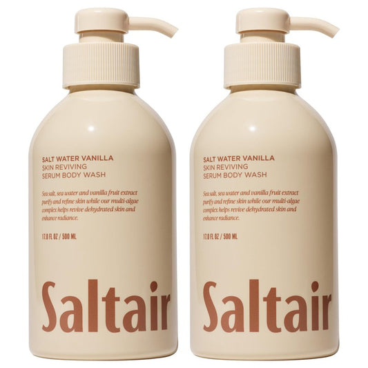 Saltair Body Wash 2-Pack – Salt Water Vanilla – Moisturizing Body Wash with Multi-Algae Complex – Scented Shower Gel for Women and Men – 2x 17oz – Vegan, Cruelty-Free, Paraben-Free