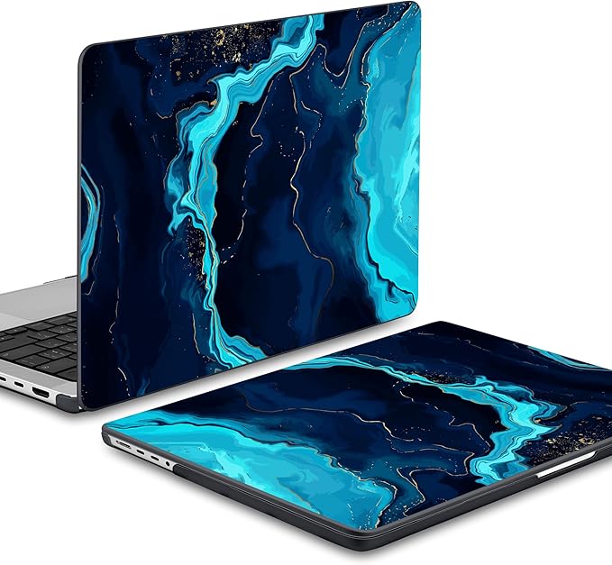 DONGKE Compatible with MacBook Pro 16 Inch Case (2026-2021 Release, M5 M4 M3 M2 M1 Pro/Max Chip), Plastic Hard Shell Cover with Keyboard Cover & Screen Protector for MacBook Pro 16", Blue Marble