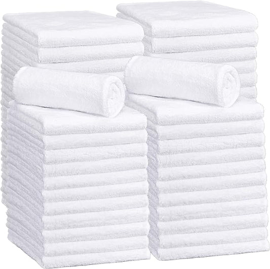 Shimeyao 30 Pcs 16 x 16 Inch Edgeless Microfiber Plush Towels for Cars Detailing Drying Wash Polishing Absorbent Cleaning Cloths, 500 GSM (White)