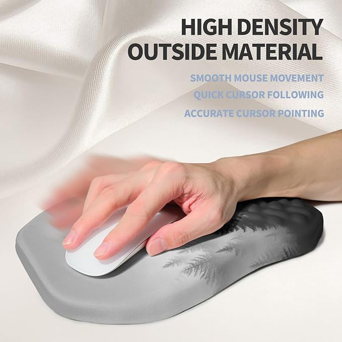 Gleamtide Ergonomic Raised Mouse Pad Wrist Support with Bilateral Slope Memory Foam Mousepad for Wrist Rest and Carpal Tunnel Pain Relief 11.8x7.9〃Forest