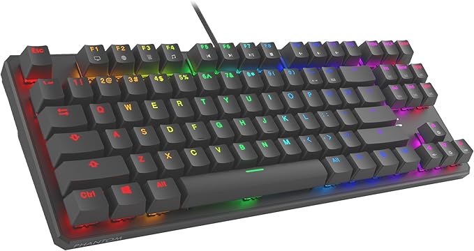 TECWARE Phantom 87 Key RGB Mechanical Gaming Keyboard | Outemu Brown Switch | 16.8M Color LED Lighting | 18 Pre-Set | Low Latency | N-Key Rollover | Software Customizable Keys | Wired USB Connection