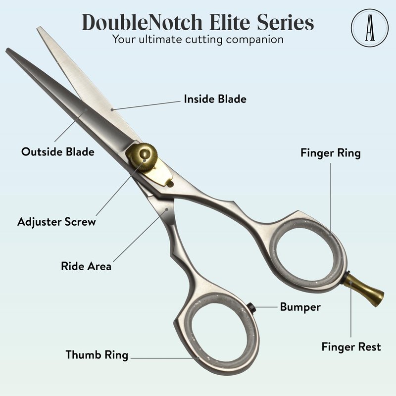 ANDUSTRIAL - Professional Hair Cutting And Thinning Scissors/Shears For Men/Women/Home/Salon - Premium High Carbon Steel Quality - Smooth And Sharp - Double Notch - 5.5 Inch, Silver