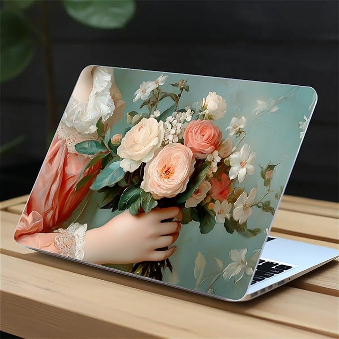 COTAIL Compatible with MacBook Air 13.3 13.6 Inch Case 2022 2021 2020 2019 Plastic Hard Shell Case Cover,13.3 Pro(A1706/A1708/A1989/A2159/A2289/A2338), A Lady with Flowers