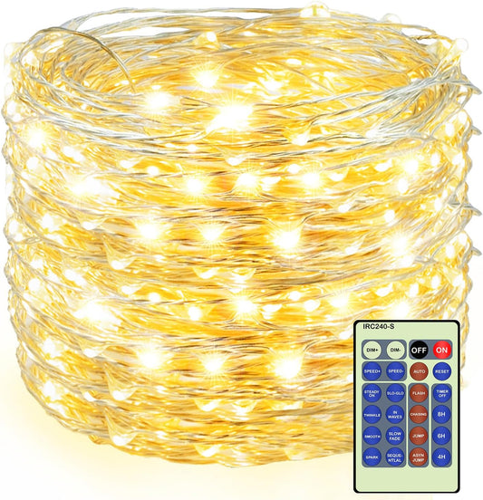 Skiennix 300 LED Fairy Lights - Twinkle String Lights with Remote & Timer | 99ft Warm White Copper Wire Decor
