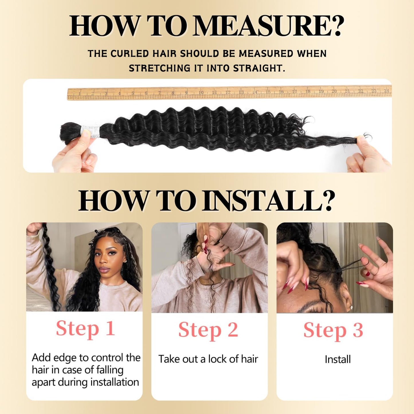 Syrenlore F27/613 Human Hair Deep Wave Bulk for Boho Braids 20 Inch 50G, 12A Multi Blonde Highlight Braiding 100% Real Virgin Hair No Weft Honey Blonde Ombre #27/613 Culry Braids Miracle Knots