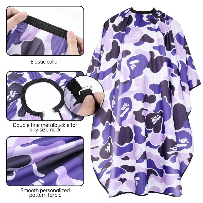 FaHaner Professional Hair Cutting Cape Waterproof Barber Cape for Men Polyester Hair Styling Cape with Elastic Neckline Adjustable Closure Salon Haircut Capes for Home Salon and Barbershop