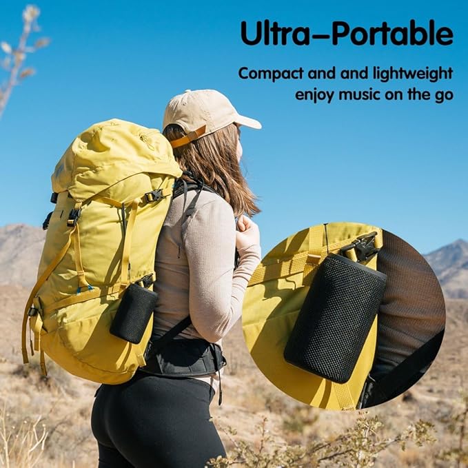 Musibaby M68 Portable Bluetooth Speaker, 12W, IPX5, FM, USB/AUX, Black