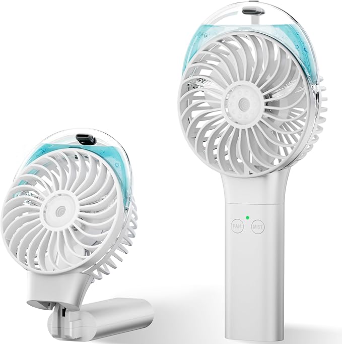 Handheld Misting Fan with Mister, Mothers Day Gifts for Mom, Birthday Gifts for Girls Women Men, Mini Portable Cooling Fan for Beach Vacation Travel Camping Cruise Essentials 2026 New