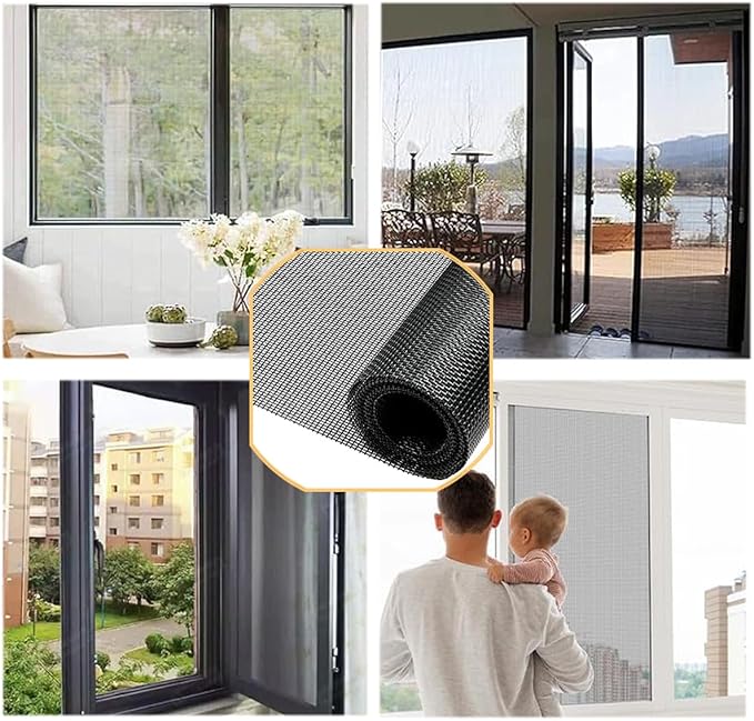 48IN*100FT Window Screen Mesh, Cuttable Fiberglass Roll Screens Door Mesh, Pet Proof Window Screen Replacement, Repair Screens Net DIY Screening Mesh Netting for Windows, Door, Porch (120cm*30m)