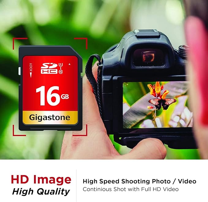 GIGASTONE 16GB SD Card 50-Pack UHS-I U1 Class 10 SDHC Memory Card High Speed Full HD Video Compatible with Digital Camera, SPYPOINT TACTACAM WOSPORTS Trail Camera, with 50 Mini Cases
