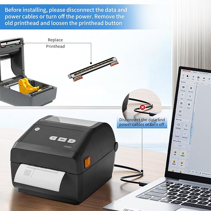 P1080383-226 Printhead Replacement [New Version 2026] for Zebra ZD420 ZD620 Print Head Thermal Desktop Printer Printhead Kit ZD420 Print Head 203dpi P1080383-415 (Not for 300dpi)