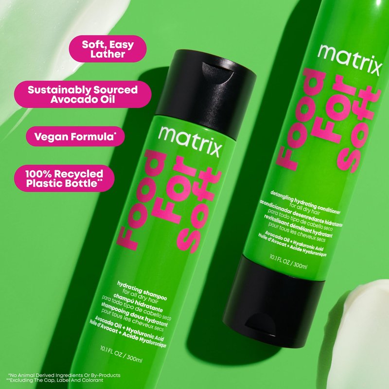 MATRIX Food For Soft Shampoo, Conditioner and Oil Set for Dry & Brittle Hair - Softens, Smoothes, and Reduces Frizz, With Avocado Oil & Hyaluronic Acid, Vegan, Replenishes Hydration and Adds Shine
