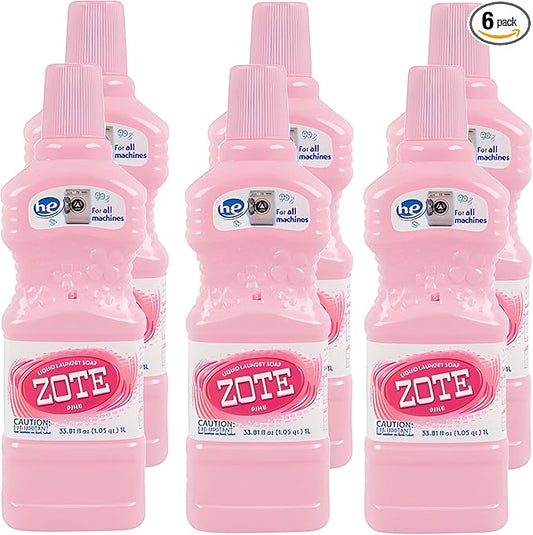 âZote Pink Liquid Laundry Soap, 6-Pack (33.81 fl oz each), HE & Standard Machines, Gentle & Effective Cleaningâ