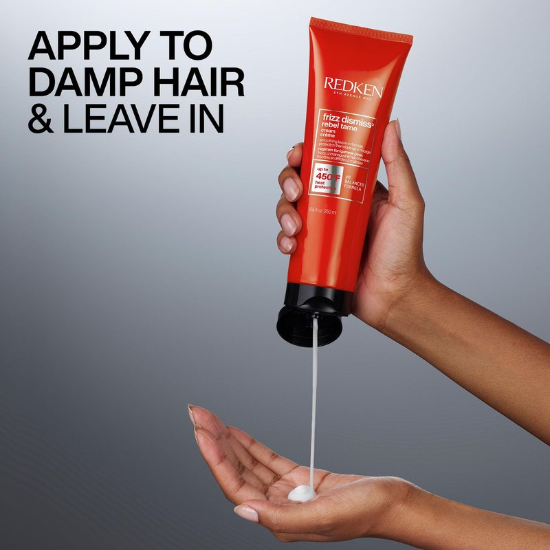 Redken Frizz Dismiss Rebel Tame Heat Protective Leave-In Cream For Frizzy Hair - Protects Hair Against Frizz, 8 Oz