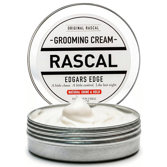 Rascal Original Edgar's Edge Grooming Cream - Hair Cream for Men with Medium Hold & Natural Shine, Mens Hair Conditioning & Styling Solution for All Hair Types, Made with Beeswax & Castor Oil - 3.4 Oz