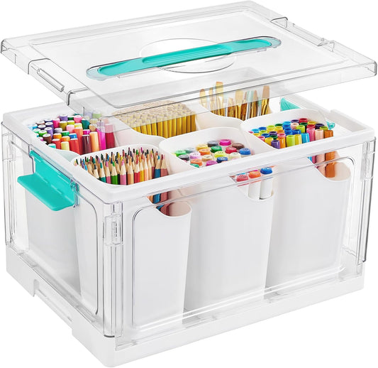 Vtopmart 24 QT Clear Plastic Craft Organizer - 6 Detachable Inserts for Art Supplies & Tools