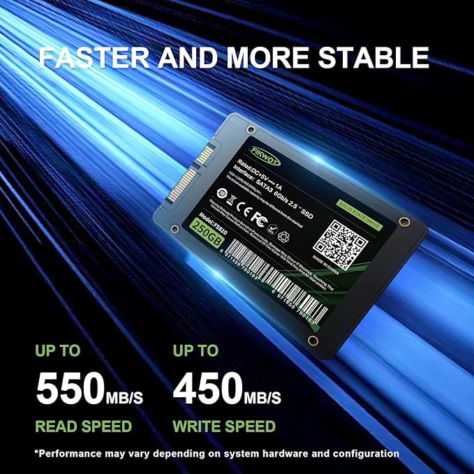 Fikwot FS810 250GB SSD, 2.5" SSD SATA III 6Gb/s, Solid State Drives, Up to 560MB/s, 3D NAND TLC Flash, Internal SSD for Desktops and Laptops(Black)