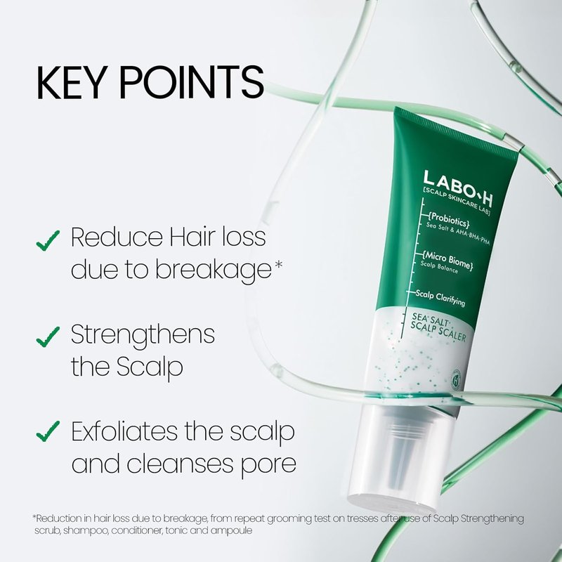 LABO.H Scalp Strengthening Scrub - Korean Clarifying Shampoo for Hair Growth | Vegan Rosemary & Sea Salt Exfoliator, 7.33 Fl Oz