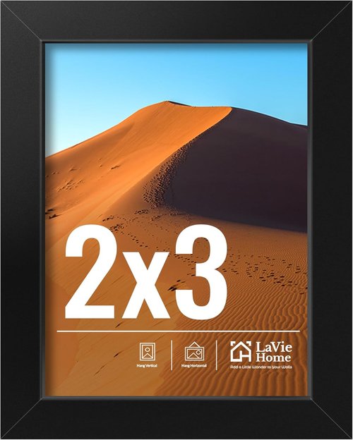 LaVie Home 2x3 Picture Frame - Classic Black Frame with HD Plexiglas | 2x3 Display, 1 Pack