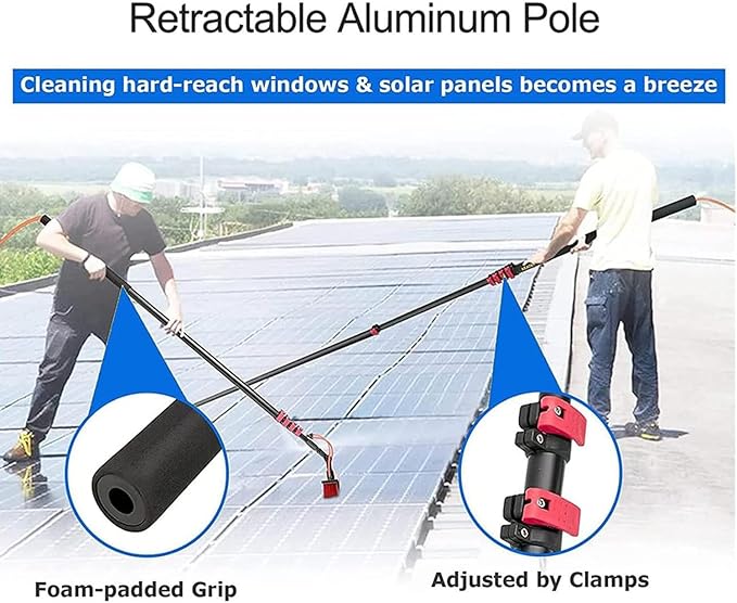 12-36 Foot Window Cleaning Water Fed Poles,Window Cleaning Water Fed Poles Roof Cleaning Tools Solar Panel Cleaning Brush 35m Brush Head Easy to Install Steel Buckle Fastening,3.6m/12FT