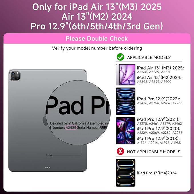 Transparent Case with Keyboard for iPad Air 13 Inch (M4/M3/M2, 2026/2025/2024), iPad Pro 12.9 Inch (6/5/4/3 Gen),7-Color Backlit,Magic wireless Keyboard, 360°Rotating,with trackpad,Pencil Holder,pink