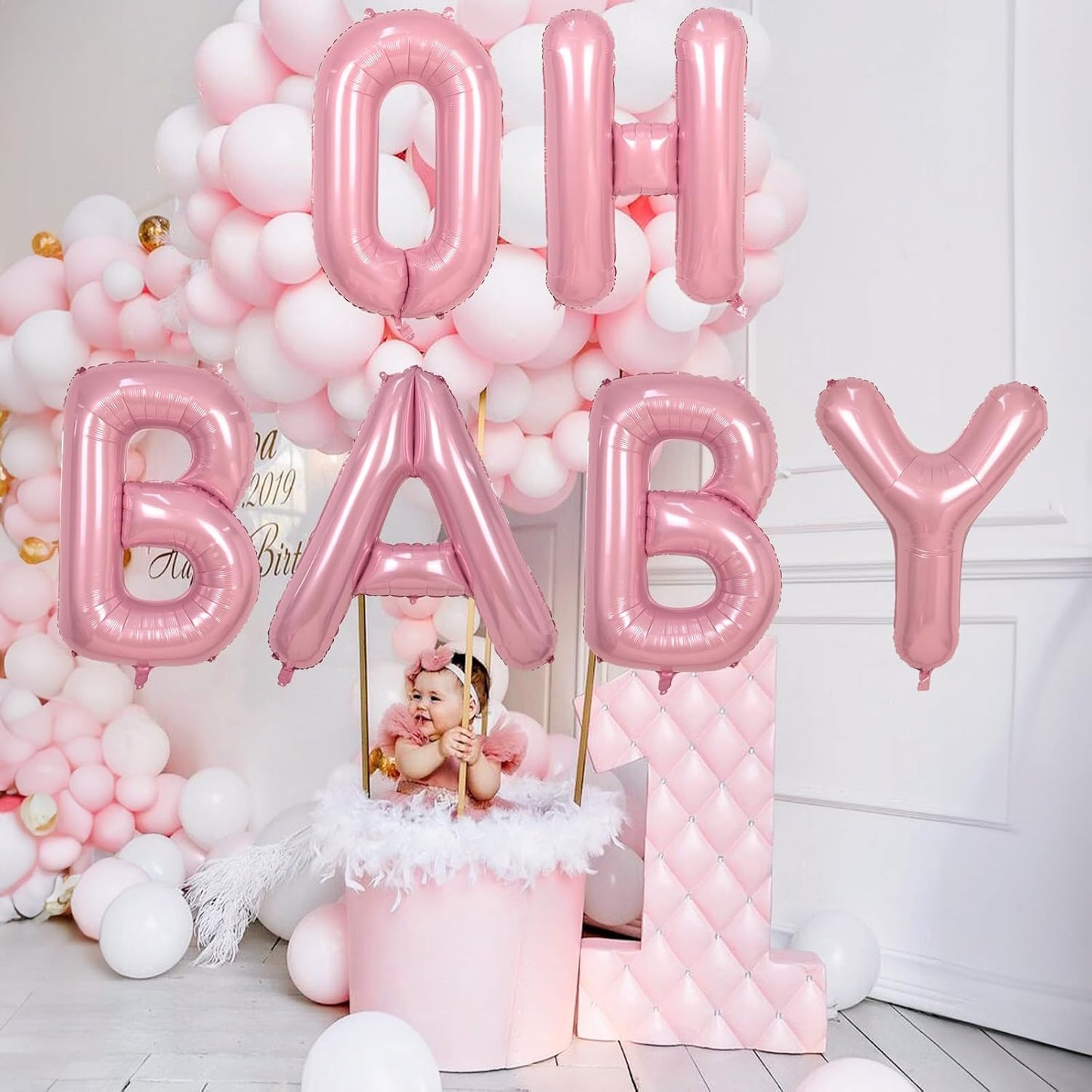 Regine Switzerland 40-Inch Pearl Pink Large Letter Balloons - Self-Inflating Mylar Alphabet for Girls' Birthday & Anniversary Decor
