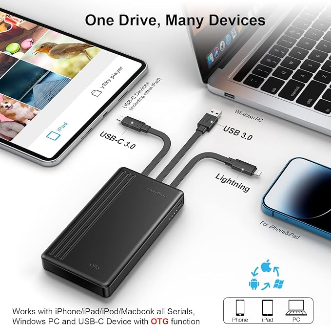 2TB External Hard Drive for iPhone & iPad,MacBook,Windows Computer,USB C Android Phones:Photo Stick USB Flash Drive for iPhone 17/16/ 15/14/13/12 to Backup Photo| Video | Music| File(MFi Certified)