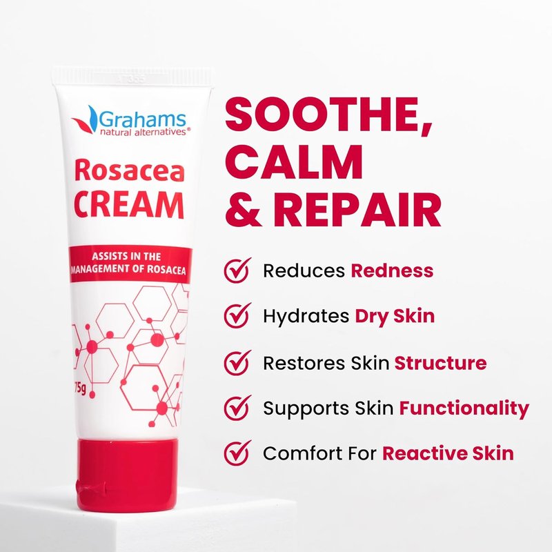 Natural Rosacea Treatment - Anti-Redness Face Cream to Soothe Flare-Ups | Hypoallergenic, Steroid-Free (2.64 fl oz)