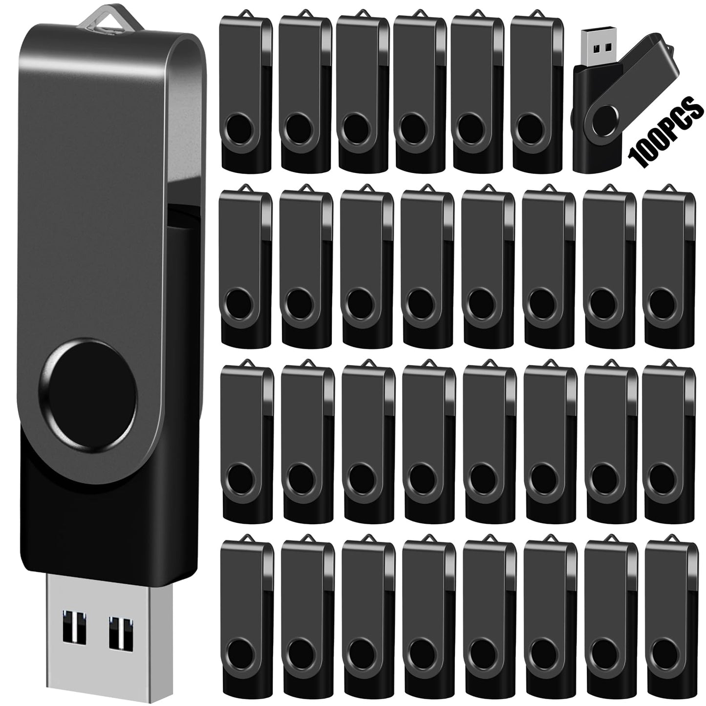 EASTBULL 4GB USB Flash Drive Bulk Thumb Drives 100 Pack with Lanyards USB 2.0 Memory Sticks Zip Drive Pen Drive for Storage and Backup Black 100PCS 4GB