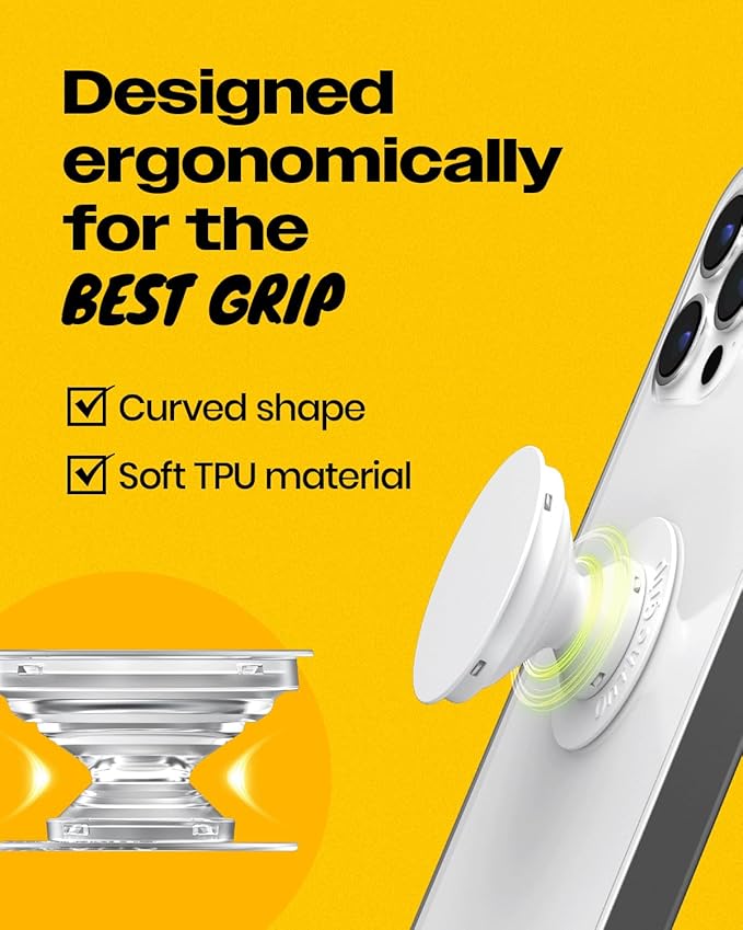 On The Grip Universal Phone Grip & Stand, Genuine Natural Gemstone/Seashell, Strong Adhesive Finger Holder, Collapsible Socket for iPhone, Samsung Galaxy, Kindle and Tablets (Leopard)
