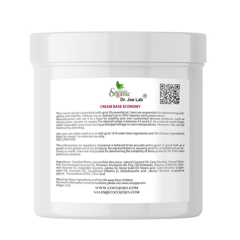 CocoJojo Cream Base - Rich Vegan Hydrating Cream for Cosmetics with Vitamins & Oils | 2 LB