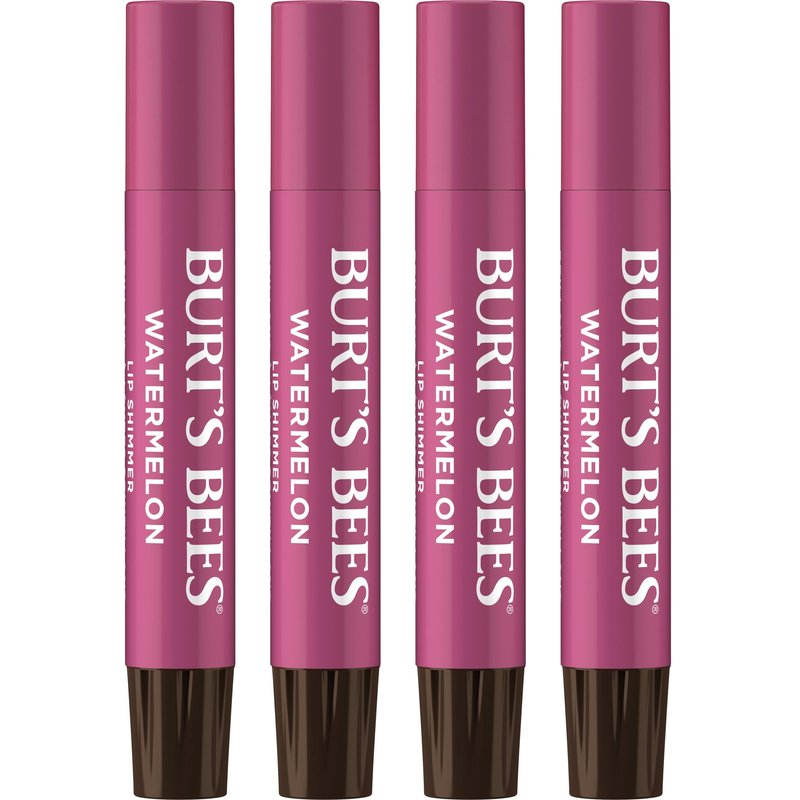 Burt's Bees Shimmer Lip Tint Set, Mothers Day Gifts, Tinted Lip Balm Stick, Moisturizing for All Day Hydration with Natural Origin Glowy Pigmented Finish & Buildable Color, Watermelon (4-Pack)