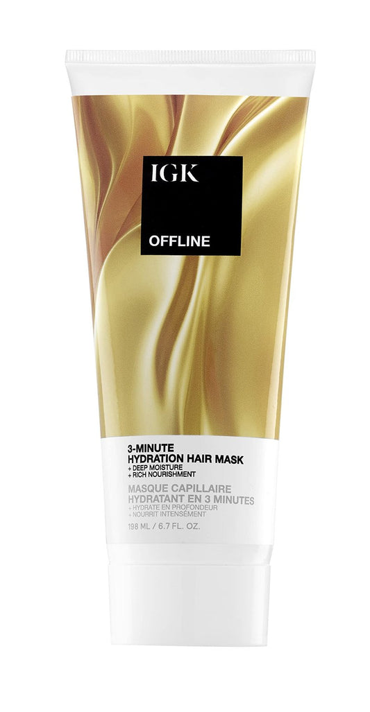 IGK OFFLINE 3-Minute Hydration Hair Mask | Deeply Hydrates and Helps Repair Dry, Damaged Hair | Smooths, Softens and Adds Shine | 6.7 Oz