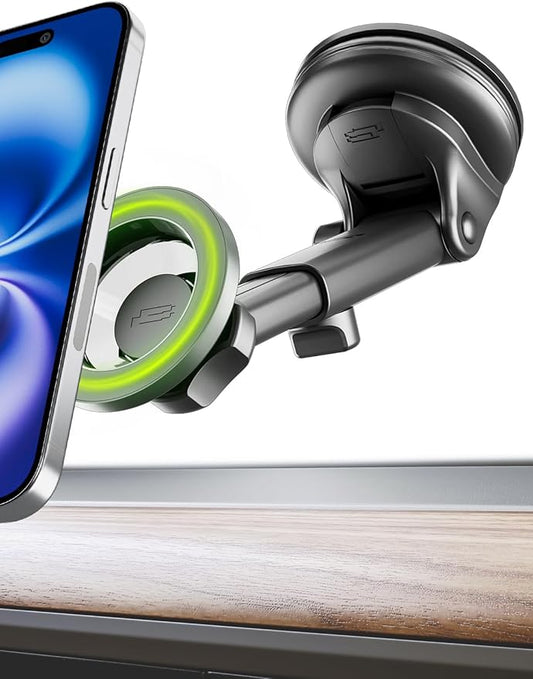 Bracketron MagSafe Car Mount,MagAlign Pro Extend Magnetic Phone Holder for Car Windshield & Dashboard, 360° Vacuum Suction Cup Phone Mount for iPhone 17 Pro Max 16 15 14 13 12,Car Accessories.