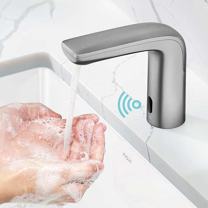 KRAUS Indy Touchless Sensor Bathroom Faucet with Control Box and Temperature Mixer in Spot Free Stainless Steel, KSB-10001SFS
