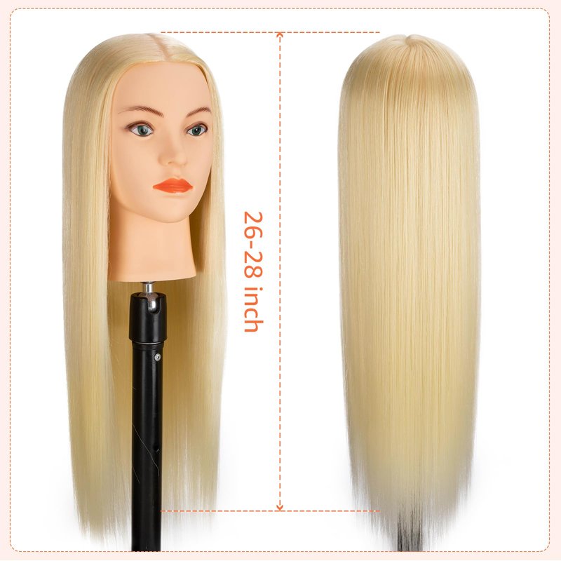 Mannequin Head 80% Human Hair, Blonde Hair Cosmetology Mannequin Head Hairdressers Practice Braiding Head for Hair stly (#613 Blond)