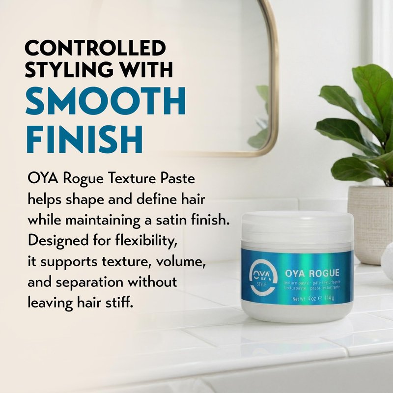 OYA Rogue Texture Paste - Texturizing Hair Paste with Strong Hold and Satin Finish - Adds Definition, Volume, and Separation - Suitable for All Hair Types - Versatile Styling Control - 4.0 Fl Oz.