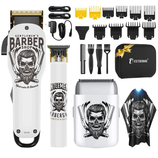 BESTBOMG® Hair Clippers for Men Professional, Hair Clipper, Beard Trimmer & Electric Shaver Kit, Zero-Gapped T-Blade Barber Grooming Kit, LED Display, Rechargeable, Gifts for Men