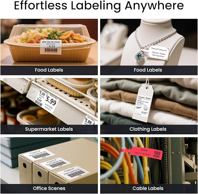 CLABEL Label Maker Machine with Tape, 221B Thermal Bluetooth Label Printer 2 Inch Portable Barcode Inkless Sticker for Small Business, Retail Office,Office, Home, Came with 1 Roll Label (Black)