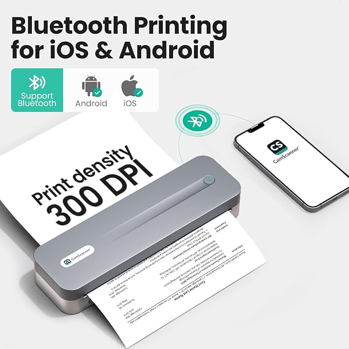 CamScanner P1 Pro Thermal Printer, Large Format Portable Bluetooth Inkless Printer with 1 Roll Paper 8.5x11 Inch, Compatible with iPhone ＆ Computer,Home Office Essentials